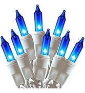 HISHINY Christmas Lights 100 Count Blue Christmas Tree String Lights with White Wire for Outdoor ...