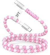 3 ft USB C Cable Charging Cord Beaded Charger for Apple Tangle-Free Bead for Carplay Car Play for...