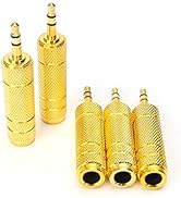 SiYear (5 Pack 3.5mm 1/8" Male Plug TRS to 6.35mm 1/4" Female Stereo Jack Adaptor-Gold Plated Con...