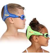 Comfortable kids swim goggles; easy Velcro adjust strap for pain-free fit on boys and girls.
