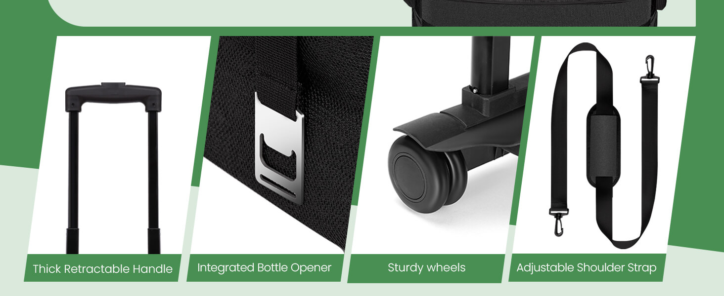 MIYCOO large insulated lunch bag for adults includes a telescopic handle and bottle opener.