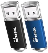 TOSPLUS 2Pack 8GB USB 2.0 Flash Drive 8GB Thumb Drive Memory Stick Jump Drive (Black/Light Blue)