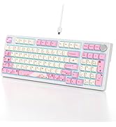 Ussixchare Wired Creamy Gaming Keyboard with Number Pad, 96% Hot-swappable Mechanical Keyboard, F...