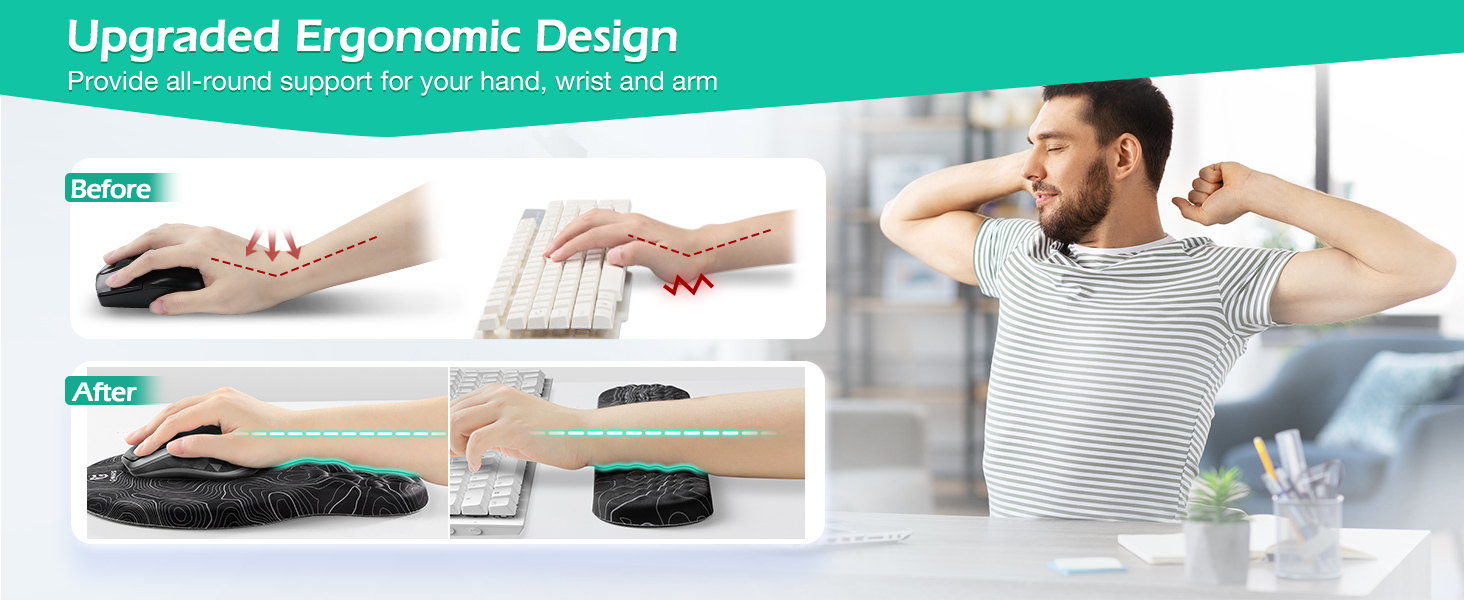 Eronomic Keyboard wrist rest and mouse pad set