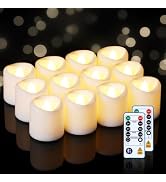 5plots 24Pack White Flameless Candles, LED Tea Lights with Remote &amp; Timer | 400 Hours Tealights, ...