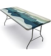 Play Tailor Rectangle Picnic Table Cover 6FT Waterproof Fitted Tablecloth with All-Around Elastic...