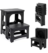 wefaner Folding 2-Step Stool,Collapsible Step Stool,Non-Slip Foldable Stool,Multi-Functional Port...