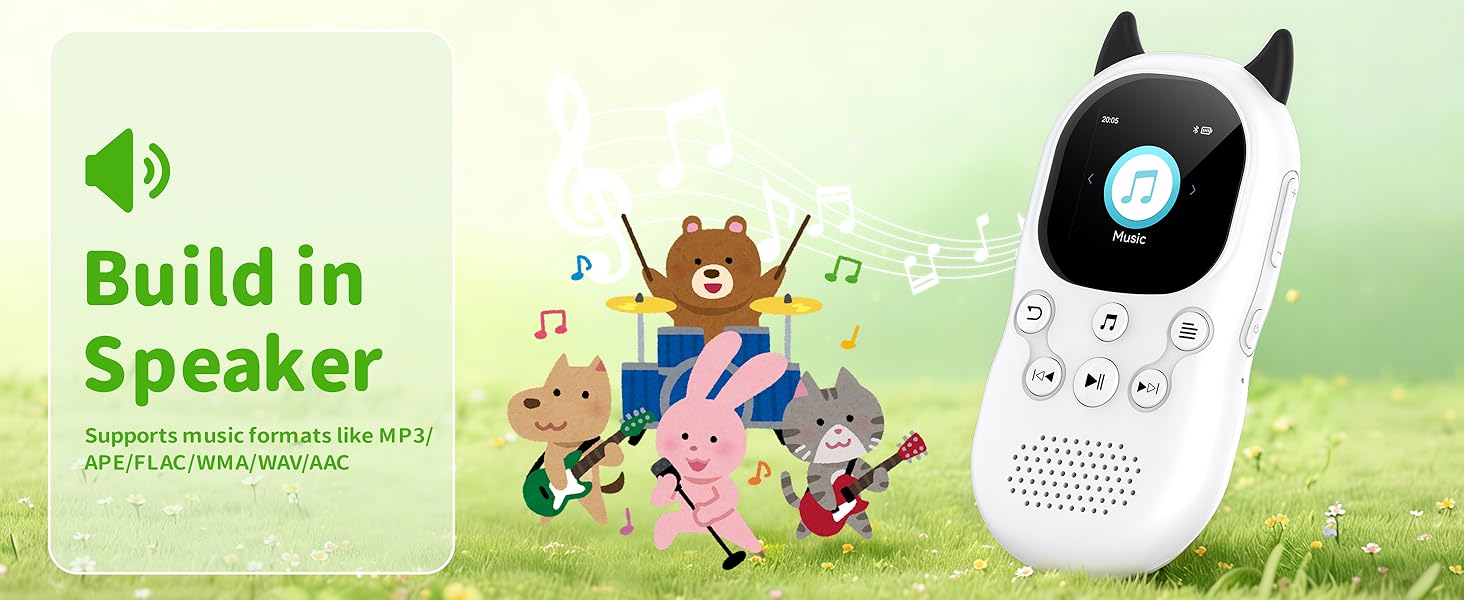 64GB Cute MP3 Player for Kids - Cartoon Portable Music Player, Child MP3 Player with Bluetooth