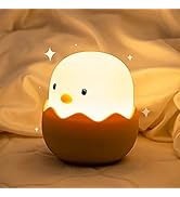QANYI Egg Nightlight for Baby Nursery, Soft Kawaii Small Chicken Table Lamp with Rechargeable and...