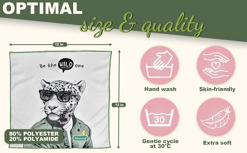 Care instruction diagram showing laundering symbols including hand wash, skin-friendly, 30-degree wash temperature, and extra soft features.