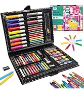 KIDDYCOLOR 80-Piece Kids Art Supplies Set, Portable Art Case with Gouache, Colored Pencils, Crayo...