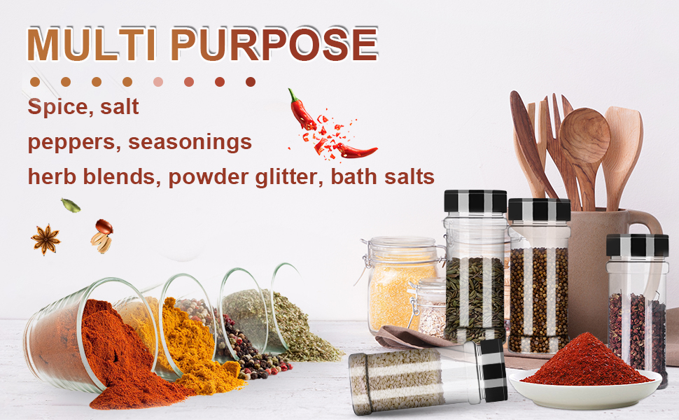 Clear Plastic Spice Jars Seasoning Containers with Shaker Lids