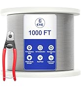 CKE 1000FT 1/8" Stainless Steel Cable T316 Stainless Steel Wire Rope Cable for Deck Stair Cable R...