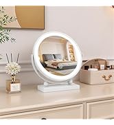 Bearolve Travel Makeup Mirror, 9" Small Vanity Mirror with Lights, 1500mAH Battery, 3-Color Light...