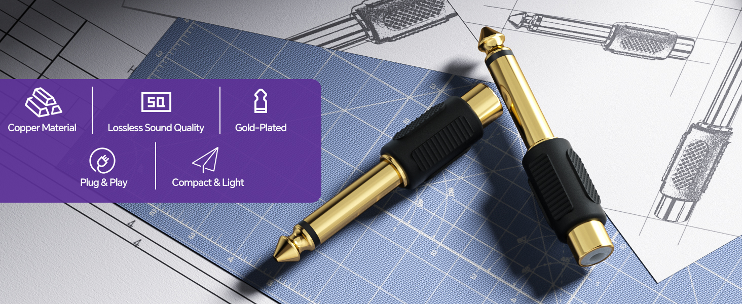 Vcelink audio adapter-rca to 1/4 adapter