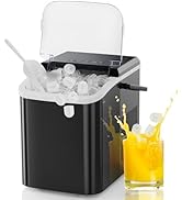 NEWBULIG Ice Makers Countertop with Handle, Portable Ice Machine, 9 Bullet Cubes in 6 Mins, 26lbs...