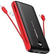 VEEKTOMX Portable Charger with Built in Cables and AC Wall Plug, 22.5W USB C Fast Charging Power ...