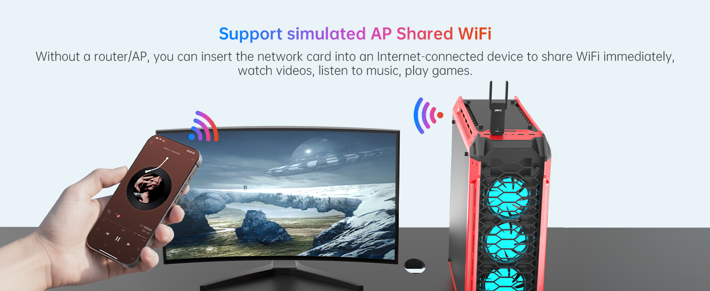 ax5400 usb wifi 6 adapter wifi dongle for desktop laptop pc tri band wireless Wi-Fi network adapter