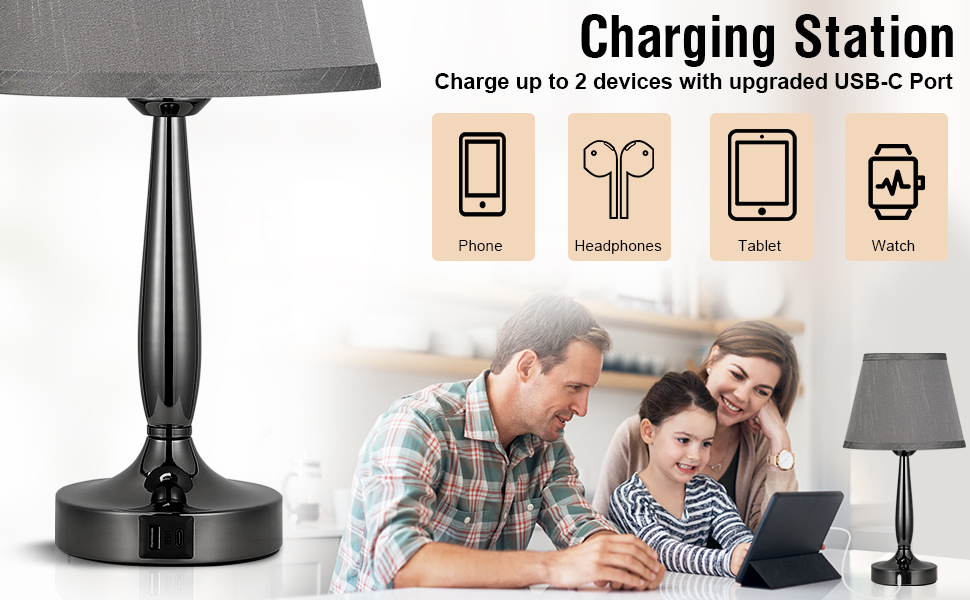 Touch Control Table Lamp for End Table