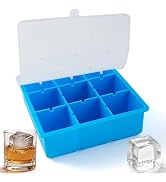 Sidosir 1Pack Large Square Silicone Ice Cube Tray with Lid, 2Inch Ice Cube Tray Mold for Freezer,...