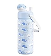 Kids Water Bottle for School: 2-in-1 Straw Spout Lid with Soft Animal Head, Leakproof