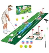 VATOS Golf Putting Set for Kids - Light up Golf Game Toys with Putting Mat, Putter, 3 Holes &amp; 6 B...