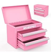WORKPRO Mini Metal Tool Box with 2 Drawers and Top Storage, Small Tool Chest with PVC Liners and ...