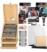 Arteza Acrylic Painting Art Set, Includes Acrylic Paint Set, Acrylic Markers, Easel, Canvases, Fo...