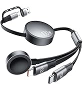 CAFELE 100W Retractable USB-C to USB-C 5A Fast Charging 3-in-1 Cable, 4.5-Foot Multi Watch Charge...