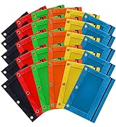 Binder Pencil Pouches for 3-Ring Notebook Binder, 30 Pack Zipper Pen Cases Bulk in Assorted Color...