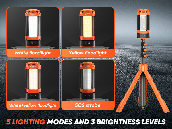 5 LIGHTING MODESAND 3 BRIGHTNESS LEVELS