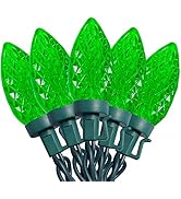 C9 Christmas Lights, 50 LEDs 24.5FT Faceted String Lights Connectable Commercial Grade Indoor Out...