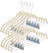 Home-it 10 Pack Clothes Hangers with clips - IVORY Velvet Hangers for skirt hangers - Clothes Han...