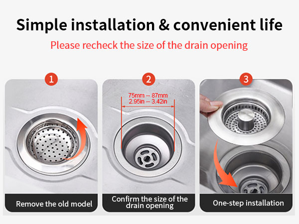 3 in 1 Kitchen Sink Drain Strainer Stopper Stainless Steel Drainage Odor Filter Sink Plug