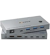 KCEVE KVM Switch 2 Monitors 2 Laptops USB C, KVM Switch Dual Monitor HDMI 4K@60Hz for 2 Laptops S...