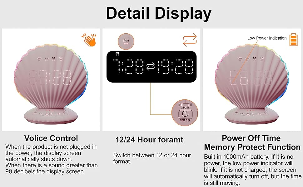 portable alarm clock,sound machine alarm clock,bluetooth alarm clock for bedroom