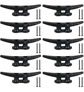Dock Cleats 4 Inch 10 Pack, Electrophoretic Coated Black Boat Cleats, Boat Dock Cleats with Screw...
