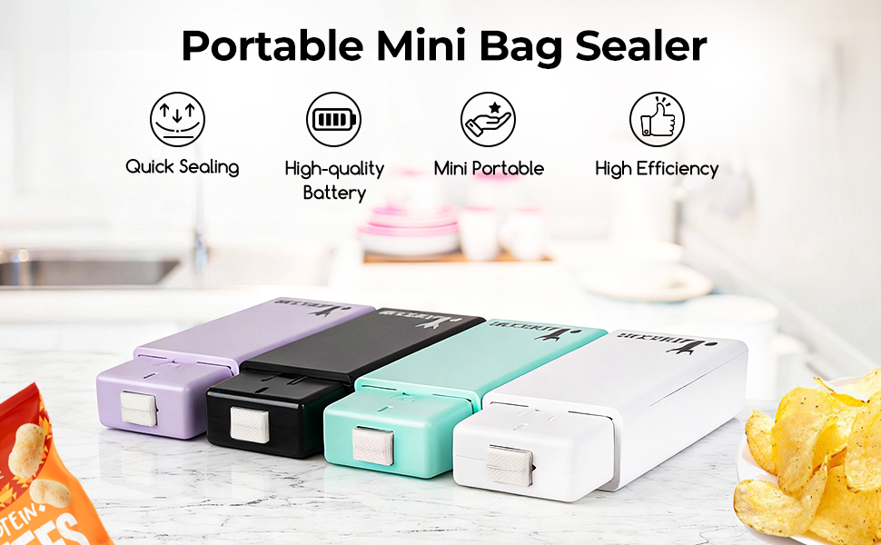 Showcasing four colors of the mini bag sealers