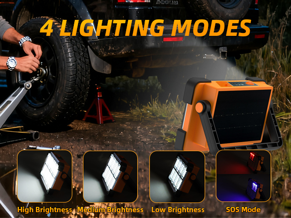Four lighting modes work light high low medium SOS for off road car tire repair