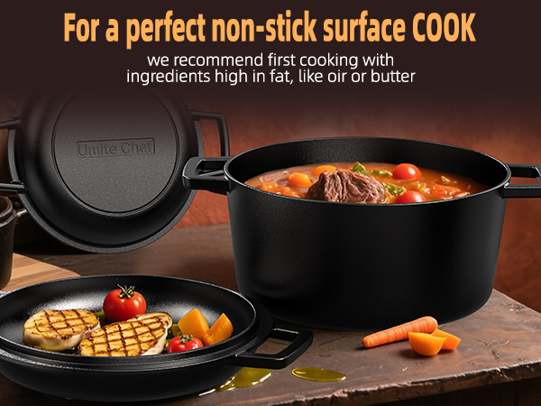 Cast iron dutch oven pot with lid