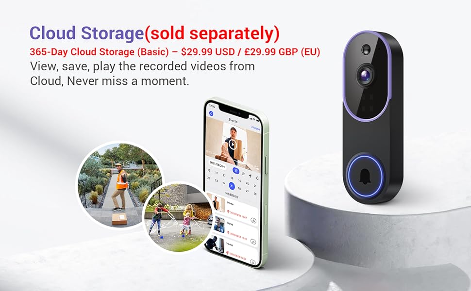 Encrypted Cloud Storage battery operated doorbell