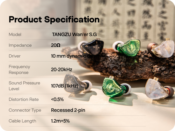 Linsoul TANGZU Wan’er S.G HiFi 10mm Dynamic Driver PET Diaphragm in-Ear Earphone