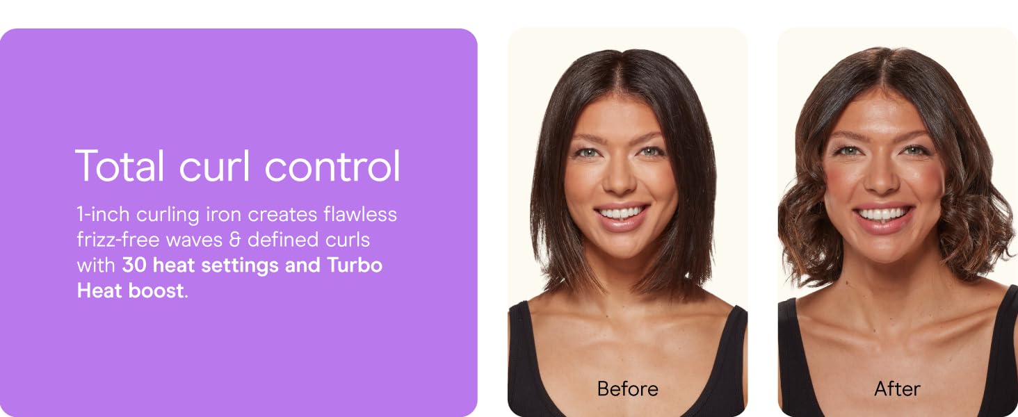 Conair ceramic curling iron hair curler 1 inch barrel styling even heat dual voltage heat settings