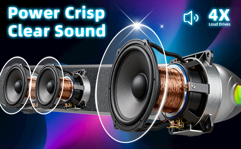 Computer Speakers for Desktop PC with 7 - Color Pulsating LED