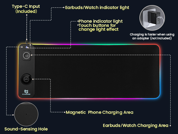 wireless charging mouse pad