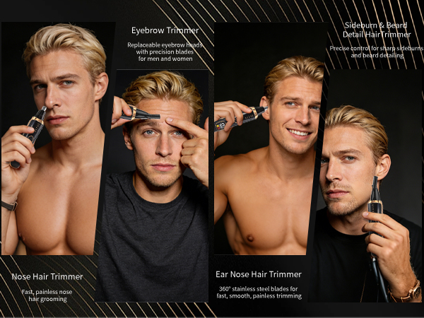 Nose &amp; Eyebrow Hair Trimmer for Women Men,Painless Rechargeable Ear &amp; Nose Hair Trimmer Clipper