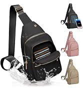 Aganmi Small RFID Waterproof Travel Crossbody Sling Bags for Women Men, Black Hands Free Lightwei...