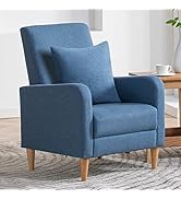 COLAMY Modern Upholstered Accent Chair Armchair with Pillow, Fabric Reading Living Room Side Chai...