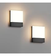 Aoceley 2-Pack Modern Outdoor LED Wall Light,24W 3000K Wall Porch&amp;Patio Light,IP65 LED Exterior W...