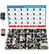 Minidodoca 25 Values 242 Pcs Inductor Kit 1uH to 100 mH DIP Radial Power Choke Inductors Assortme...